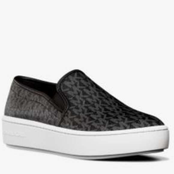 Michael Kors Black MK Logo Slip On Loafer Sneaker Gold Hardware Keaton,9M,NEW - Picture 3 of 9